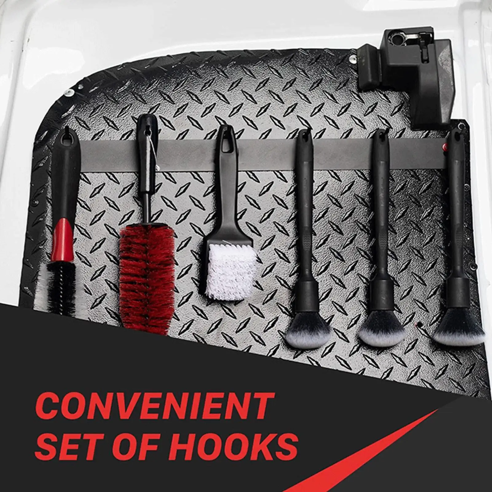 

Detail Brush Holder Auto Detailing Organizer Wall Brushes Hanger Hooks For Indoor Home Workshop Garage Tools Wheel Cleaning Auto