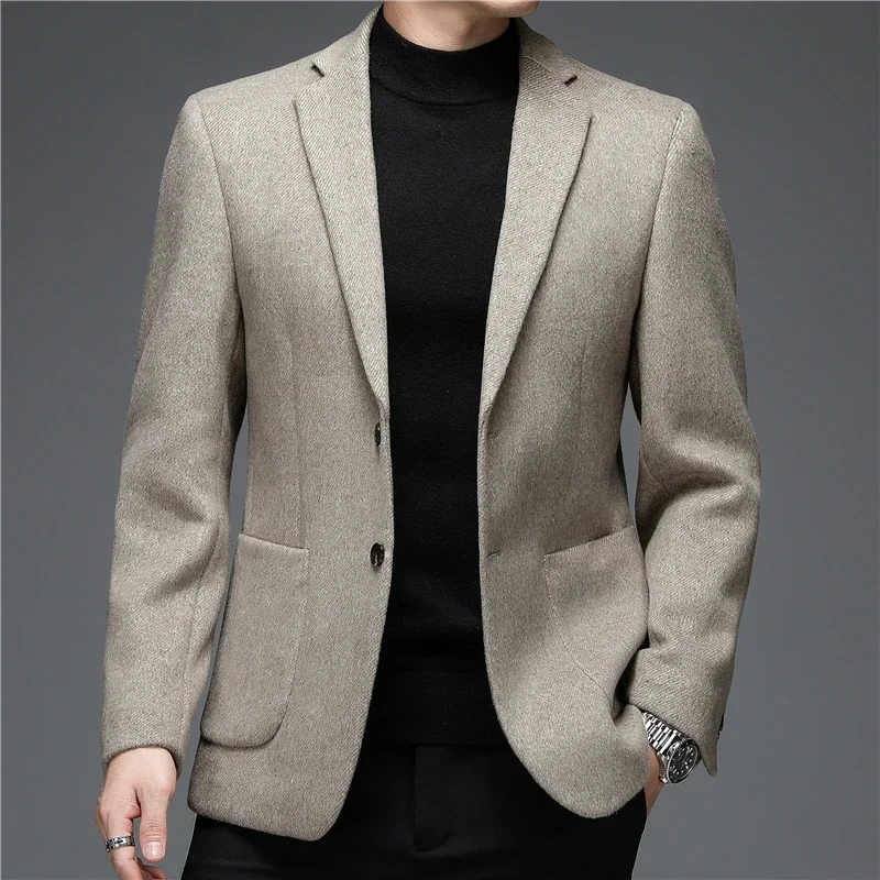 

Pop 2021 Autumn And Winter New Suit Middle-aged Men's Fashion Casual Classic Wool Suit Jacket Single Suit Slim Blazer Brand Clot