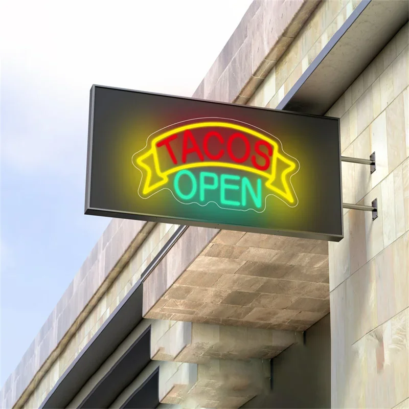 

Tacos Open Neon LED Signs Wall Decor Taco Neon Light For Mexican Restaurant Party Food Light Kitchen Coffee Decor Welcome Sign