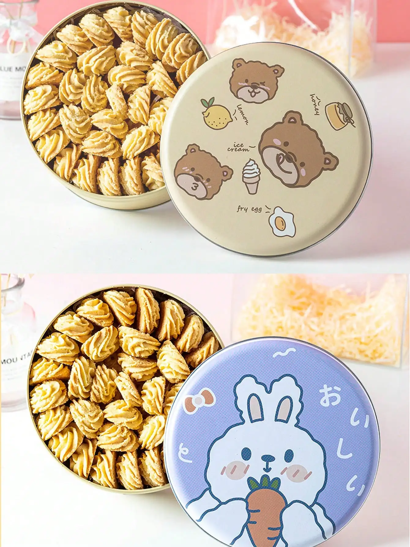 1pcs Tin box cookie box white rabbit metal box iron box snowflake pastry tin snack candy storage tin baking biscuit gift