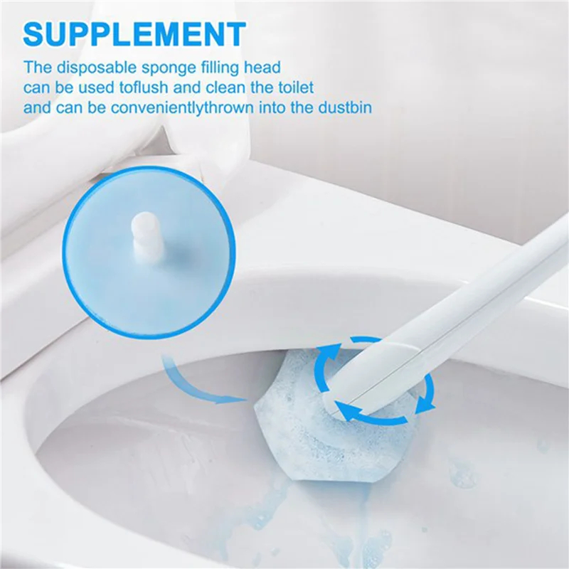 

Toilet Bowl Refills 50 Count Upgraded Material Disposable Toilet Cleaning Sponges Heads Toilet Brush Refills Easy Install