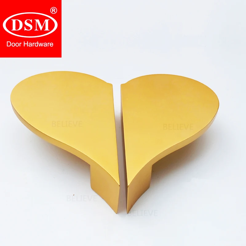 Heart-shaped Golden Entrance Door Handle Solid Aluminium Alloy Pull Handles for Wooden Metal Glass Doors PA-286-L250mm