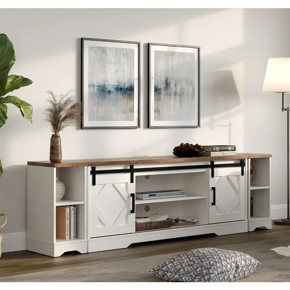 

Modern Farmhouse 3 in 1 TV Stand for up to 85" TVs Wood Entertainment Center with Open Storage for Living Room