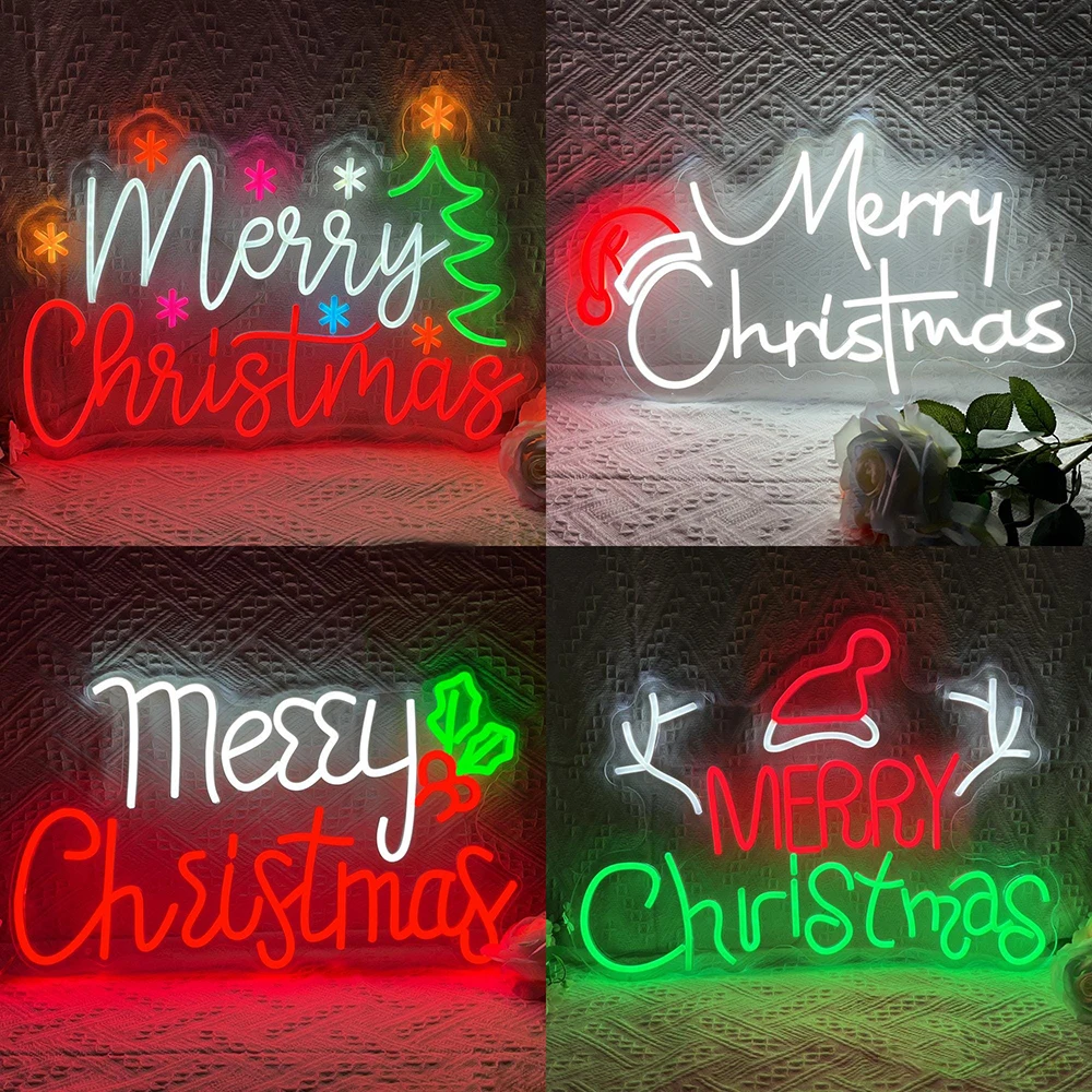 Merry Christmas Neon Sign Custom Christmas Party Neon Light Home Wall Decor Front Door Bar Holiday Party Decor Christmas Gift