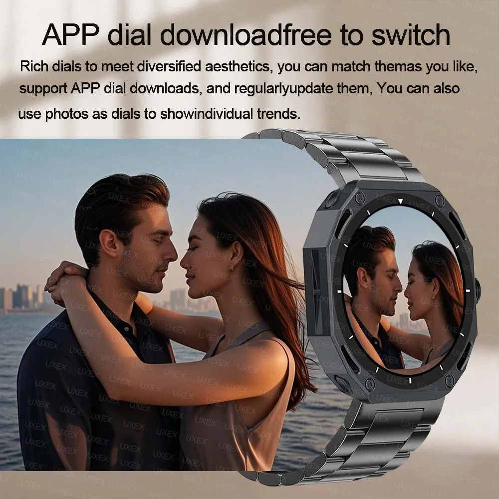 Homens de negócios smartwatch relógio 1.53 hd sempre na exibição bluetooth chamada foto personalizada 3d ui feminino presente natal relógios ao ar livre