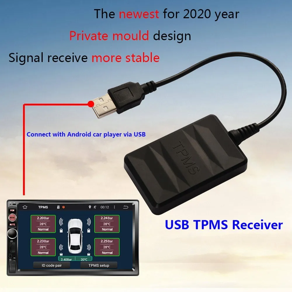 USB TPMS Tire Pressure for Android Navigation Tire Pressure Monitoring Alarm System/Wireless Digital Transmission TPMS S
