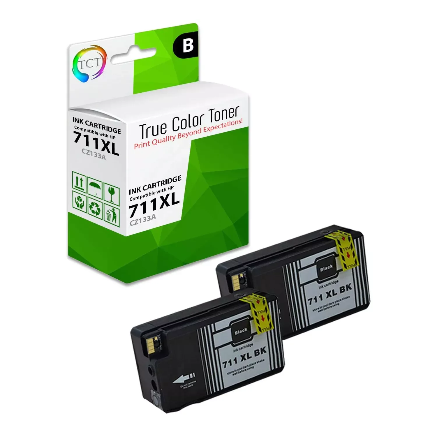 2Pk TCT Compatible 711XL 711 XL Black HY CZ133A For HP DesignJet T120 T520 Ink