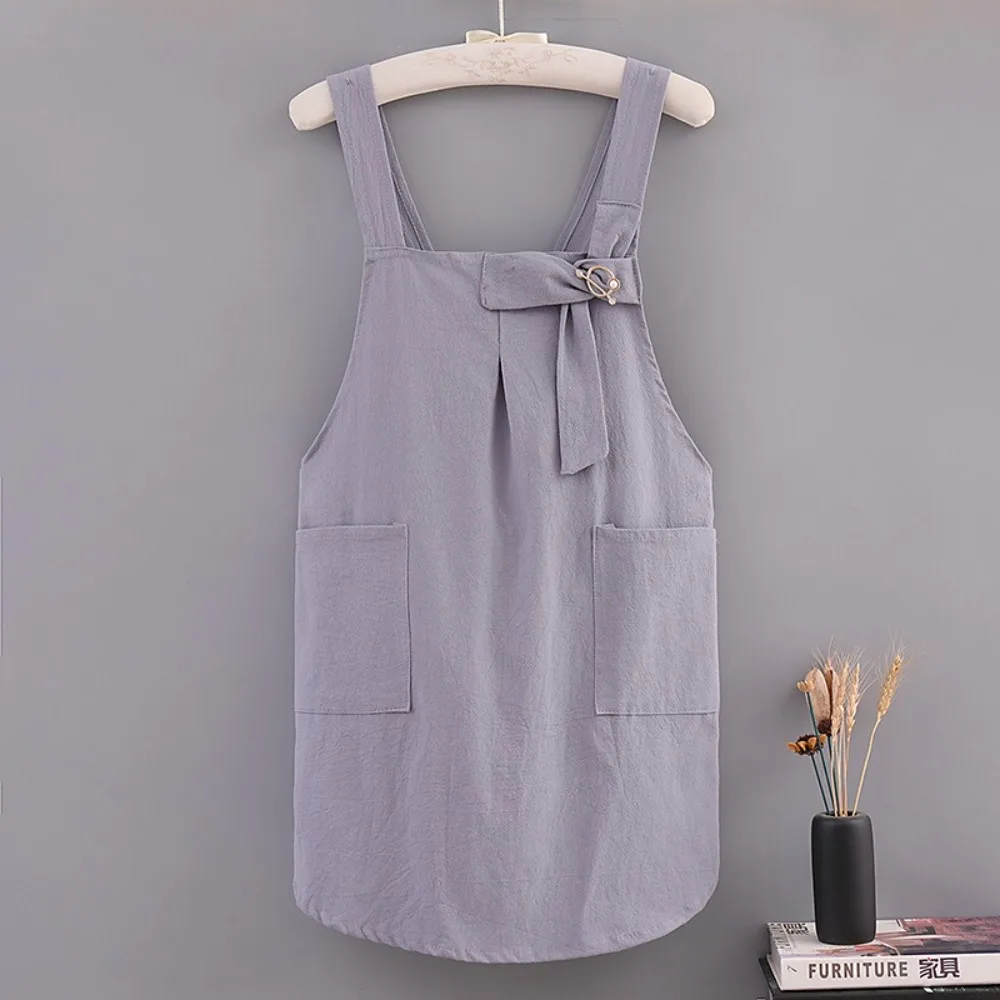 

Stylish Cotton Kitchen Apron Loose Dirt Resistant Home Cooking Apron Adjustable Cross Straps Korean Work Clothes Home Cooking