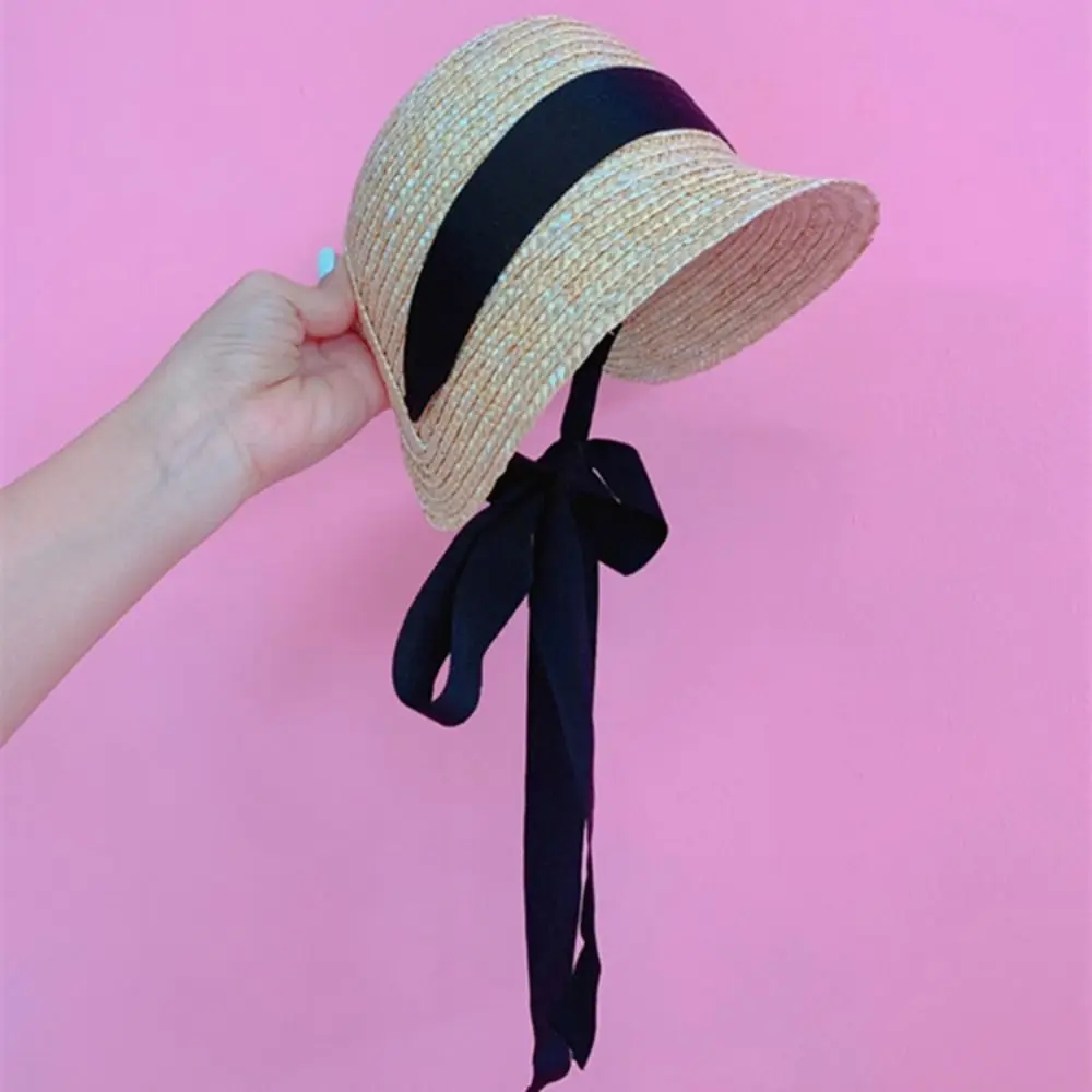 

Straw Weaving Girls Sun Straw Hat Adjustable Chin Straps Sun Cap Sun Protection Raffia Beach Sun Hat Children Outdoor