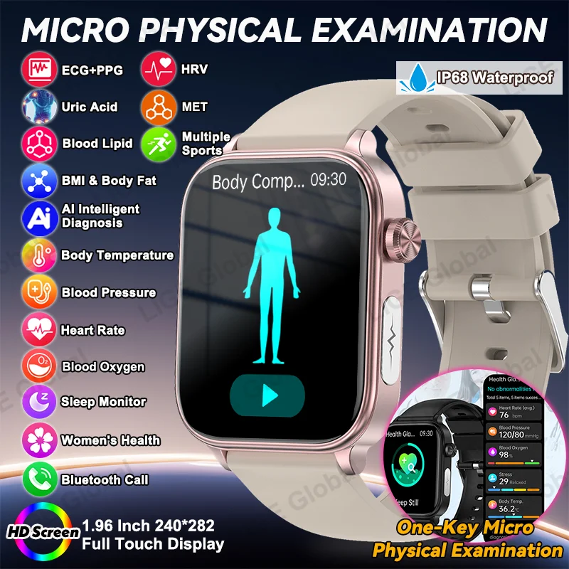 

LIGE 2026 New Nursing Grade Smartwatch ECG+PPG Blood Lipid Uric Acid BMI Measurement Menstrual Cycle Women Health Smart Bracelet