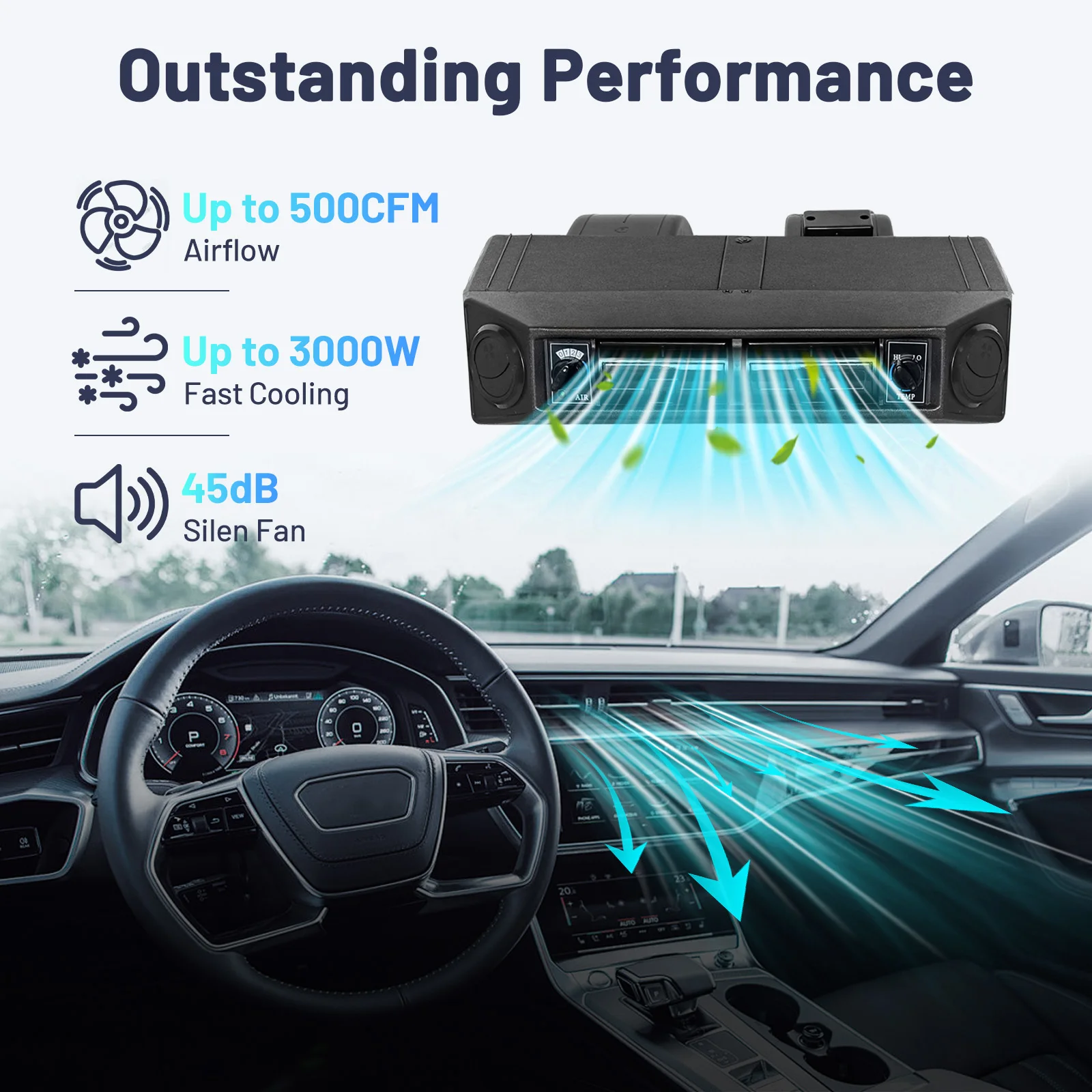 Treeligo Universal 12V Air Conditioner Underdash Electric Heat Cooling AC Unit Fit Car Automotive SUV Truck Camper Van Boat New
