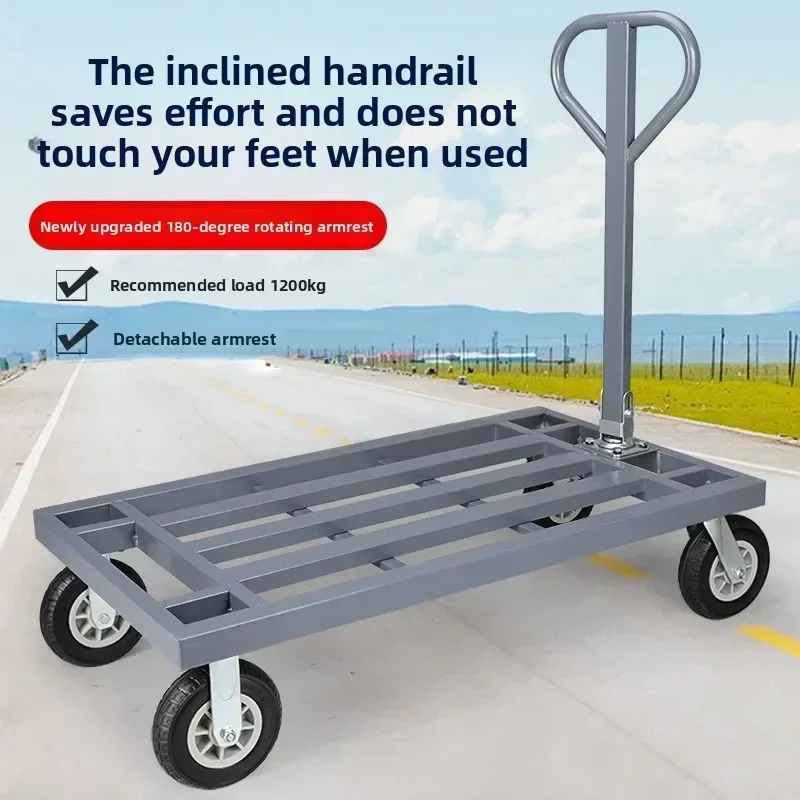 Multi-functional Flatbed truck Pull cargo truck Small cart Hand push truck Folding portable Home silent lightweight four wheels