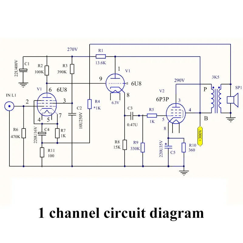 8w*2 6U8 (6F2)+6P3P Class A 2-channel Power Amplifier Board High Power Single Ended Stereo Amplifier Audio Board