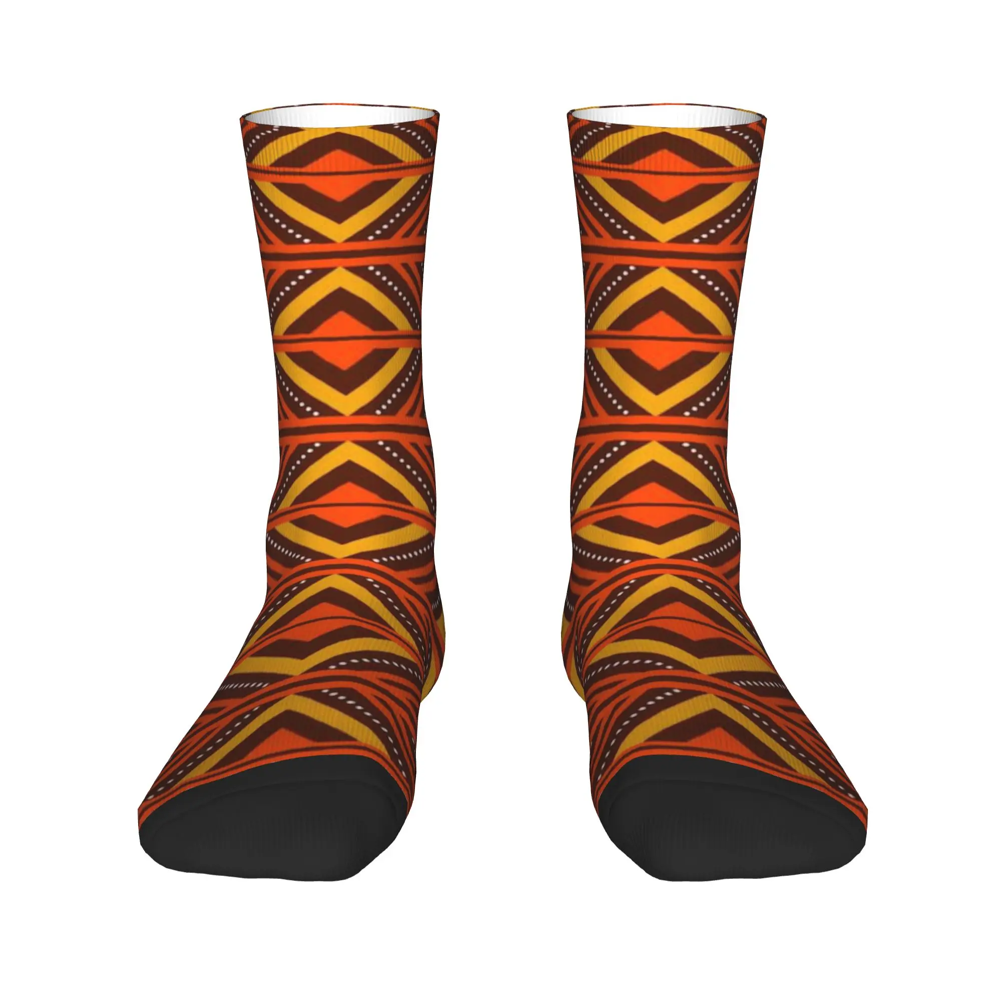 Warm Kenya Abstract Geometric Motif Socks  Anti Skid Stockings Adults Men Soft Climbing Socks Autumn Retro Custom Socks