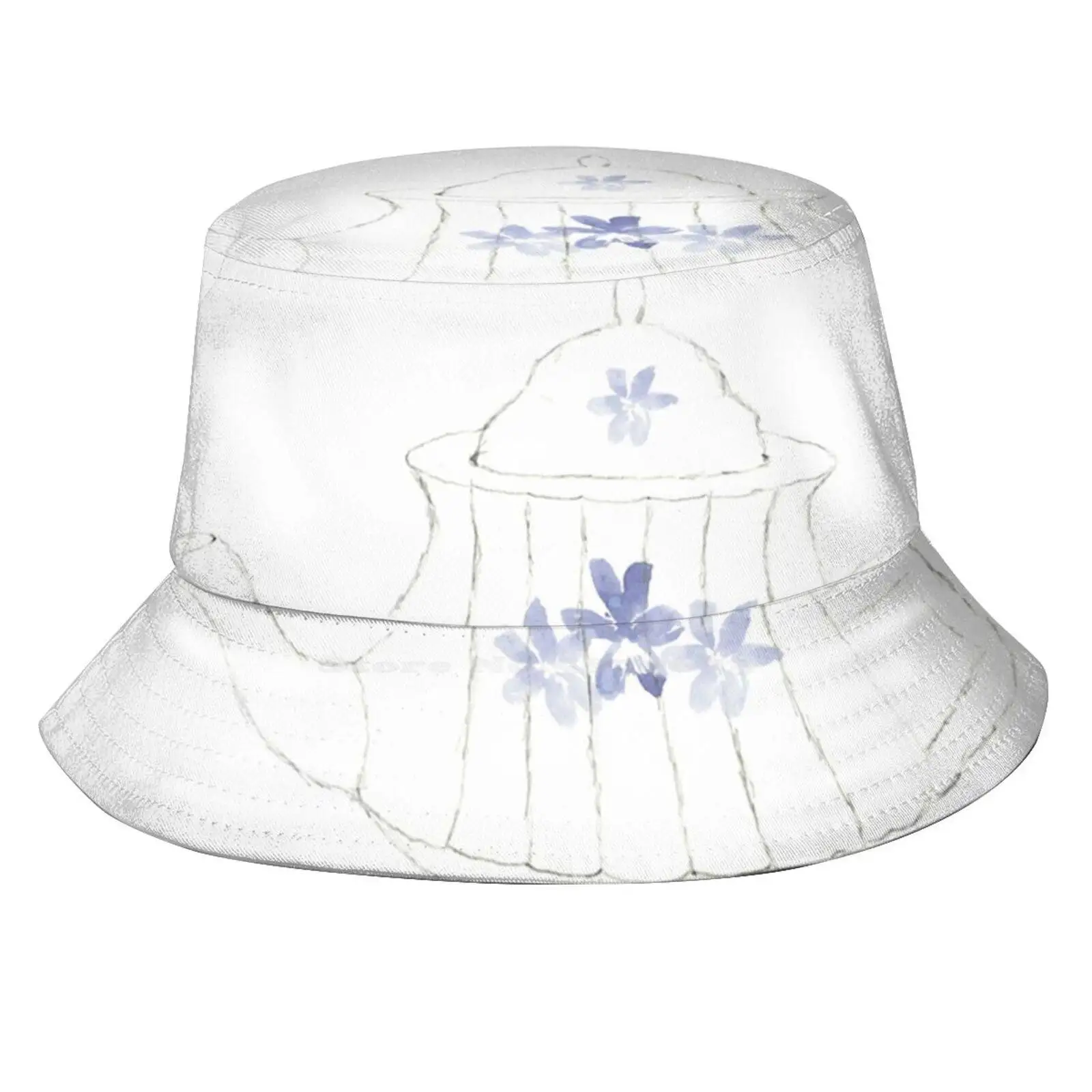 Teapot With Violets Sun Cap Fisherman Hat Bucket Hats Watercolor Teapot White Teapot Easter Design Spring Violets