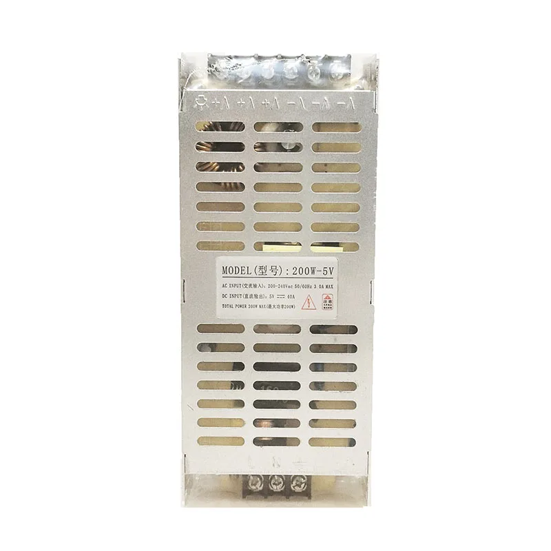 Pantalla LED Fuente de alimentación 5V40A Señalización digital LED Pared de video LED Transformador de 200W Voltaje de entrada 200-240 Vac