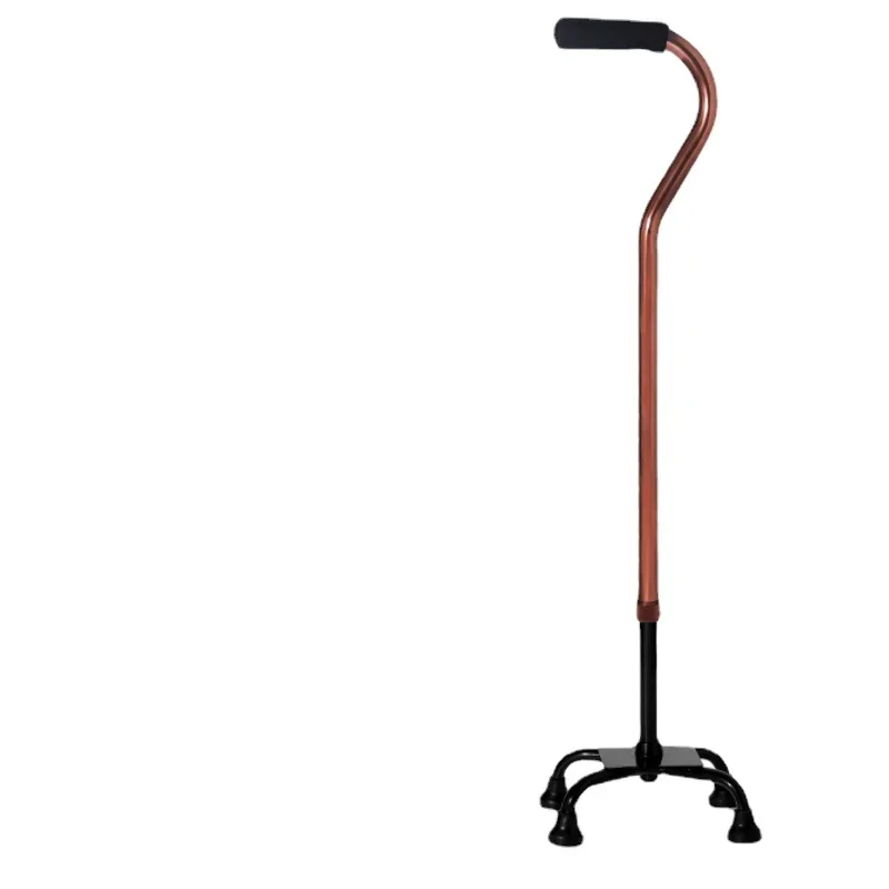 Elderly Curved Handle Four Legged Crutches Aluminum Alloy Anti Slip Walking Stick Rehabilitation Fracture Crutch Walking Aids