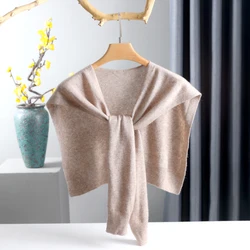 Sparsil 100%Wool Women Knitted Wraps Fake Collar Neck Guard Female T Shirt Shawl 4 Season Warm Shoulder Back Protect Cape Scarf