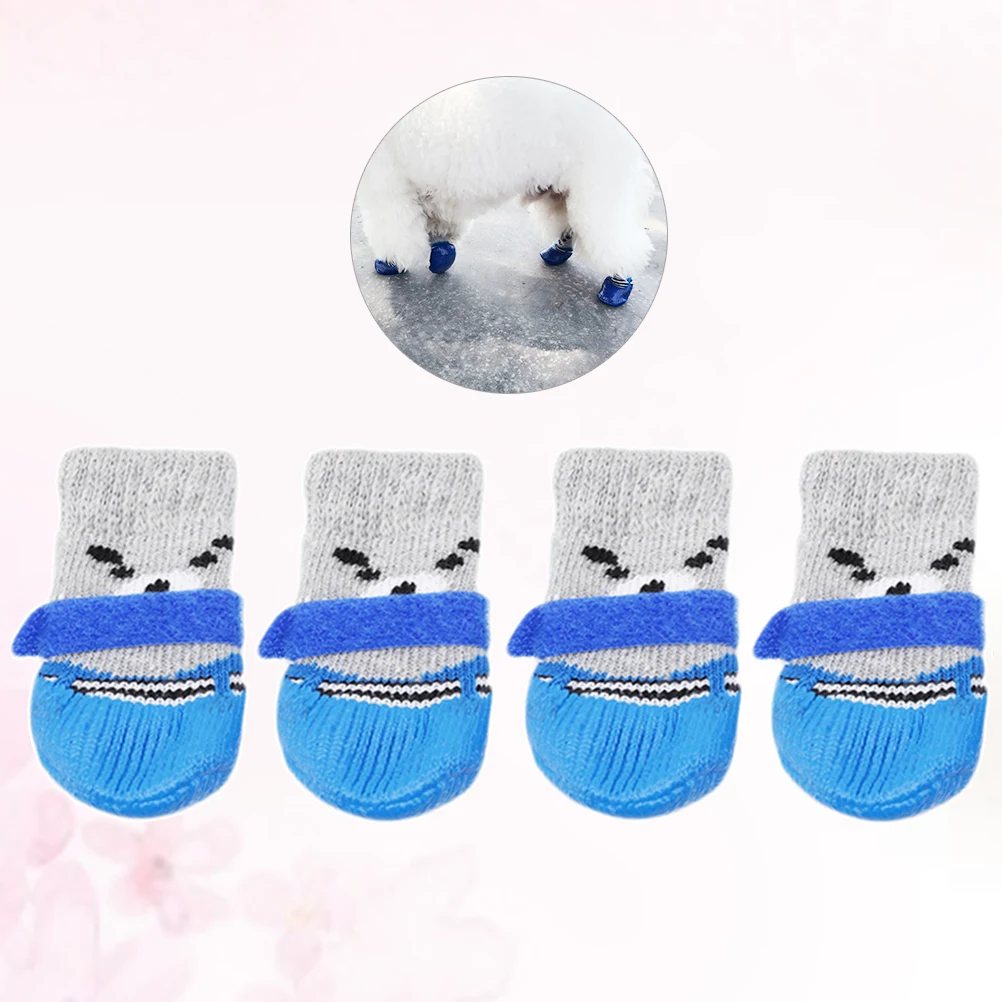 

4 Pcs Pet Socks Soft Cotton Anti Slip Cartoon Pattern Waterproof Snow Ice Salt Protection Dog Cat Shoes