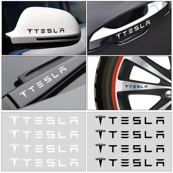 4 adet araba kapı kolu çıkartmalar lastik dikiz aynası çıkartmaları Tesla Model 3 Model X S 2016-2020 çıkartmaları TM3 TMX çıkartması