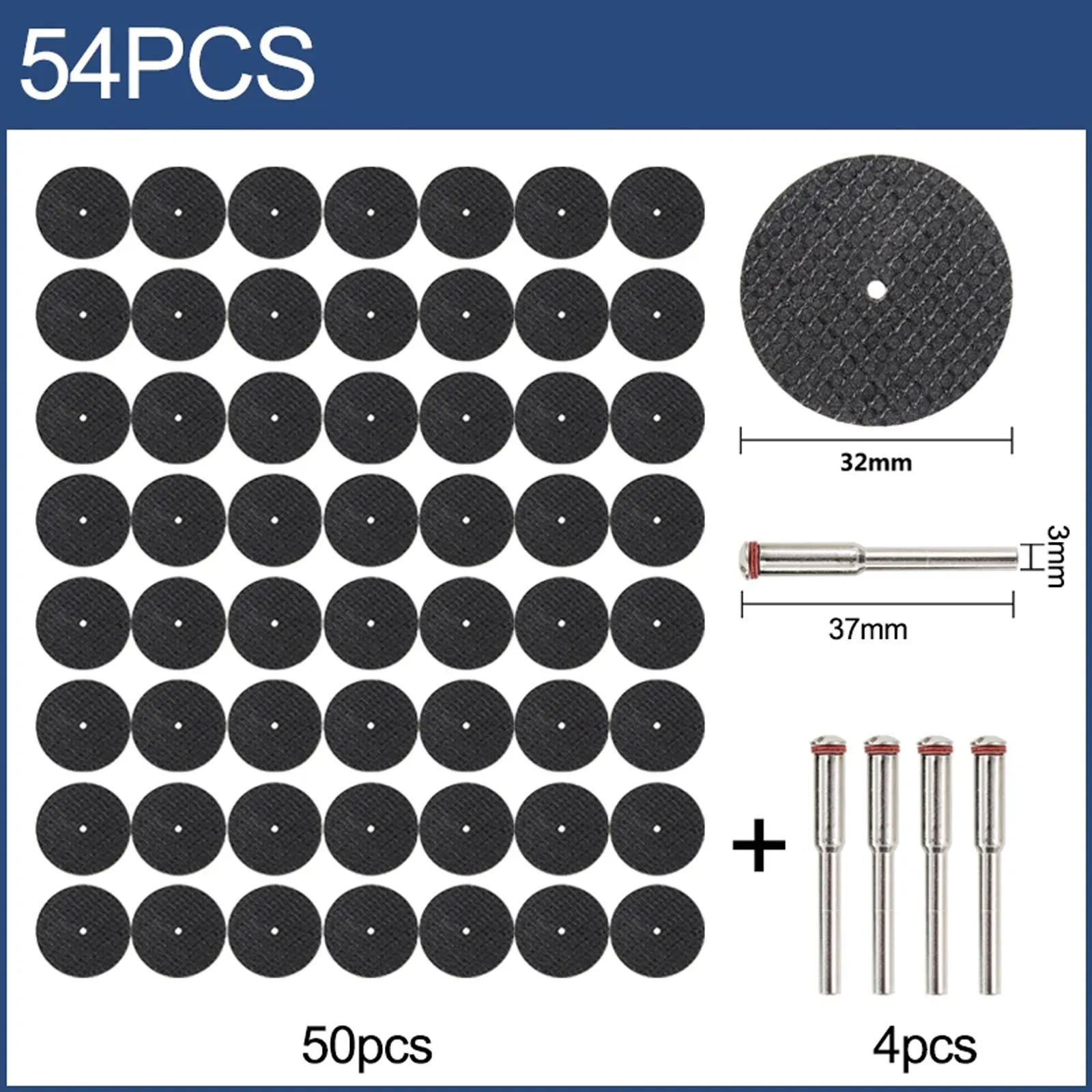 

50 шт. инструмент из стекловолокна, абразивный режущий диск 32 мм + 4 шт. оправки, роторные для аксессуаров Dremel, роторный инструмент для резки металла, пильное полотно