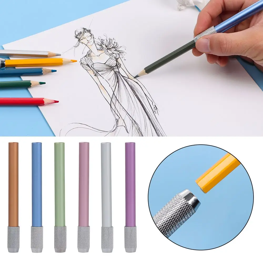 

1 Pcs Metal Pencil Lengthened Extender Holder Multi Color Art Sketch Pencil Lengthing Topper School Office Supply