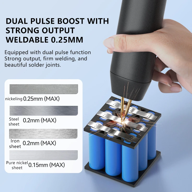 Imagem -03 - Máquina Portátil de Solda a Ponto 11 Engrenagem Ajustável Pulso Duplo Soldador Ponto Preciso 18650 Bateria 015025 mm Folha de Níquel