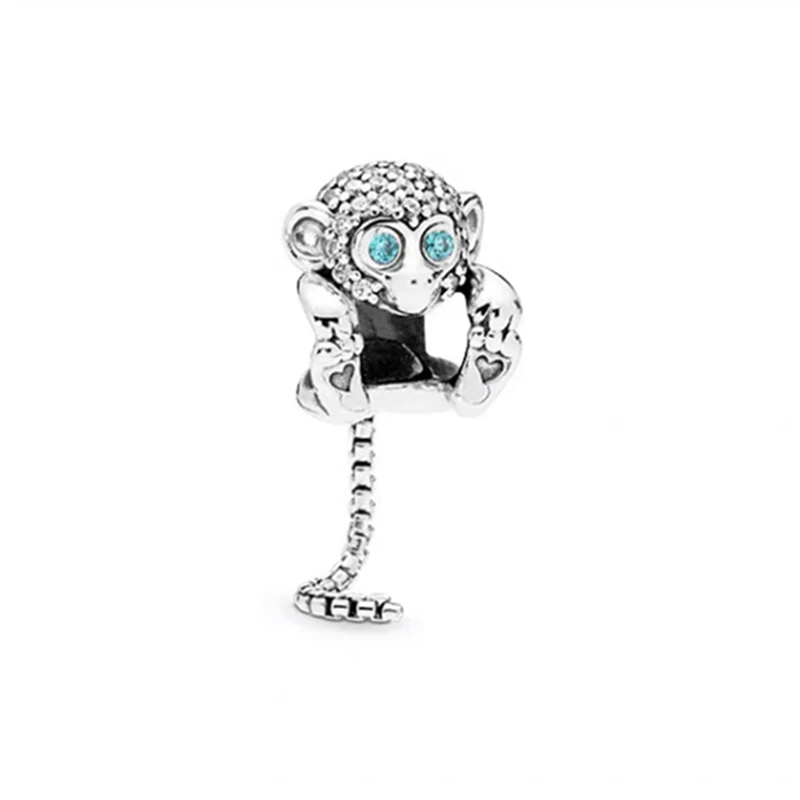 Colgante de plata de ley 925 con forma de Lobo, mono brillante, Ángel, cerdo, sombrero de vaquero, Cuenta de estrella, compatible con pulsera Pandora Original, joyería artesanal