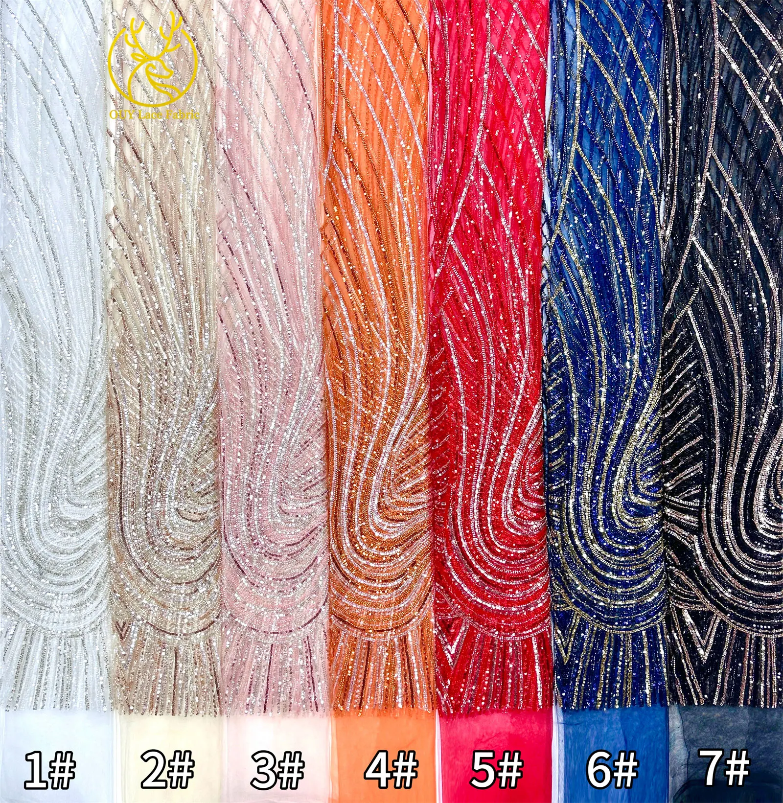 Große rote luxuriöse afrikanische Perlen-Spitzenstoffe 2026 – Neueste französische Pailletten-Spitzenstoffe für Damen-Abendkleider und festliche Kleider zum Nähen – Detail 25