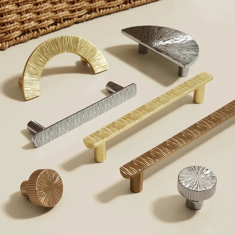

High-end Hammered Texture Kitchen Accessories Cupboard Wardrobe Handle Cabinet Storage Handles Drawer Pulls Furniture Handles
