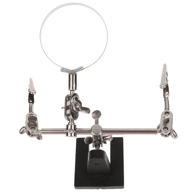1PC Versatile 360° Rotating Hand Tool Soldering Stand With 5X Welding Magnifying Glass 2 Alligator Clips Repair Tool