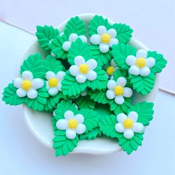 10Pcs New Cute 22*30mm Resin Cartoon Leaf Flower Series Flat Back Fit Phone Deco Parts Embellishments for Hair Bows Accessories
