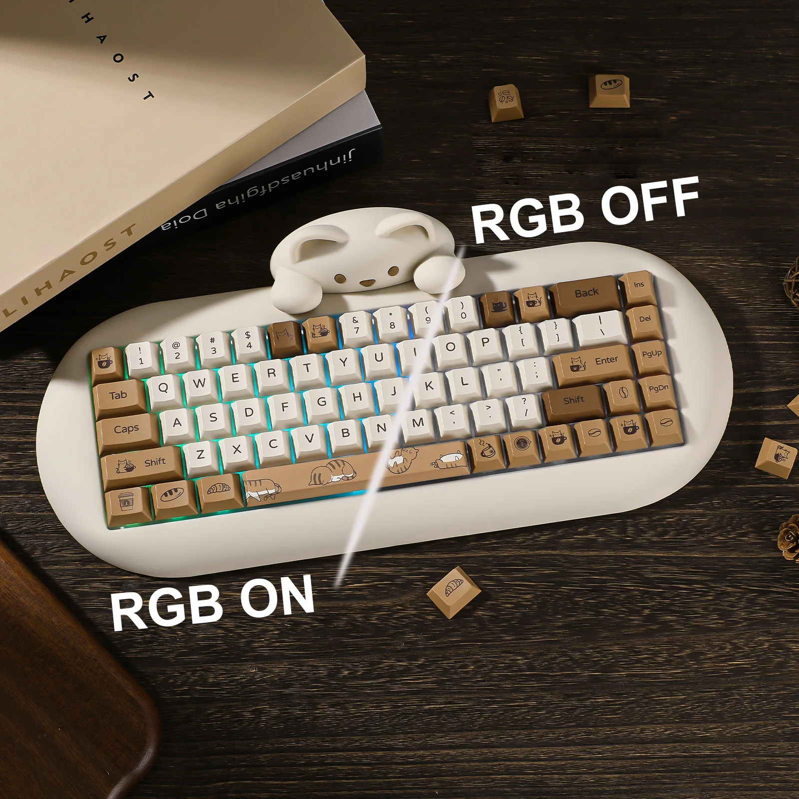 YUNZII Coffee Cat PBT Keycaps, - Gaming Keyboard Extension ulasan dan harga