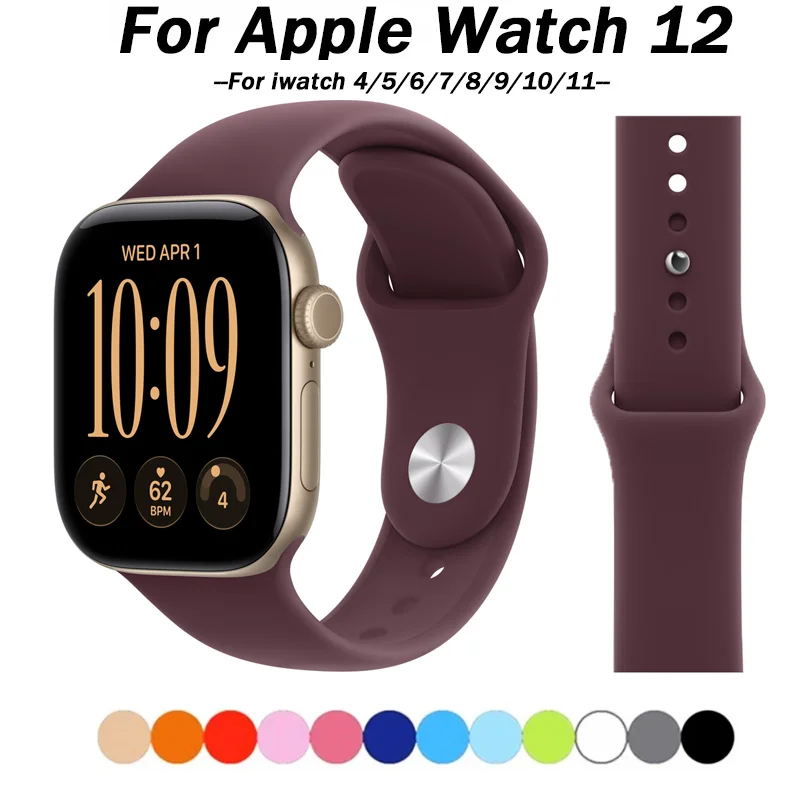 Silikonarmband für Apple Watch 40mm 44mm 45mm 46mm 42mm 41mm Sportarmband iWatch Serie 12 11 10 9 8 3 SE3 Ultra 4 2 3 49mm