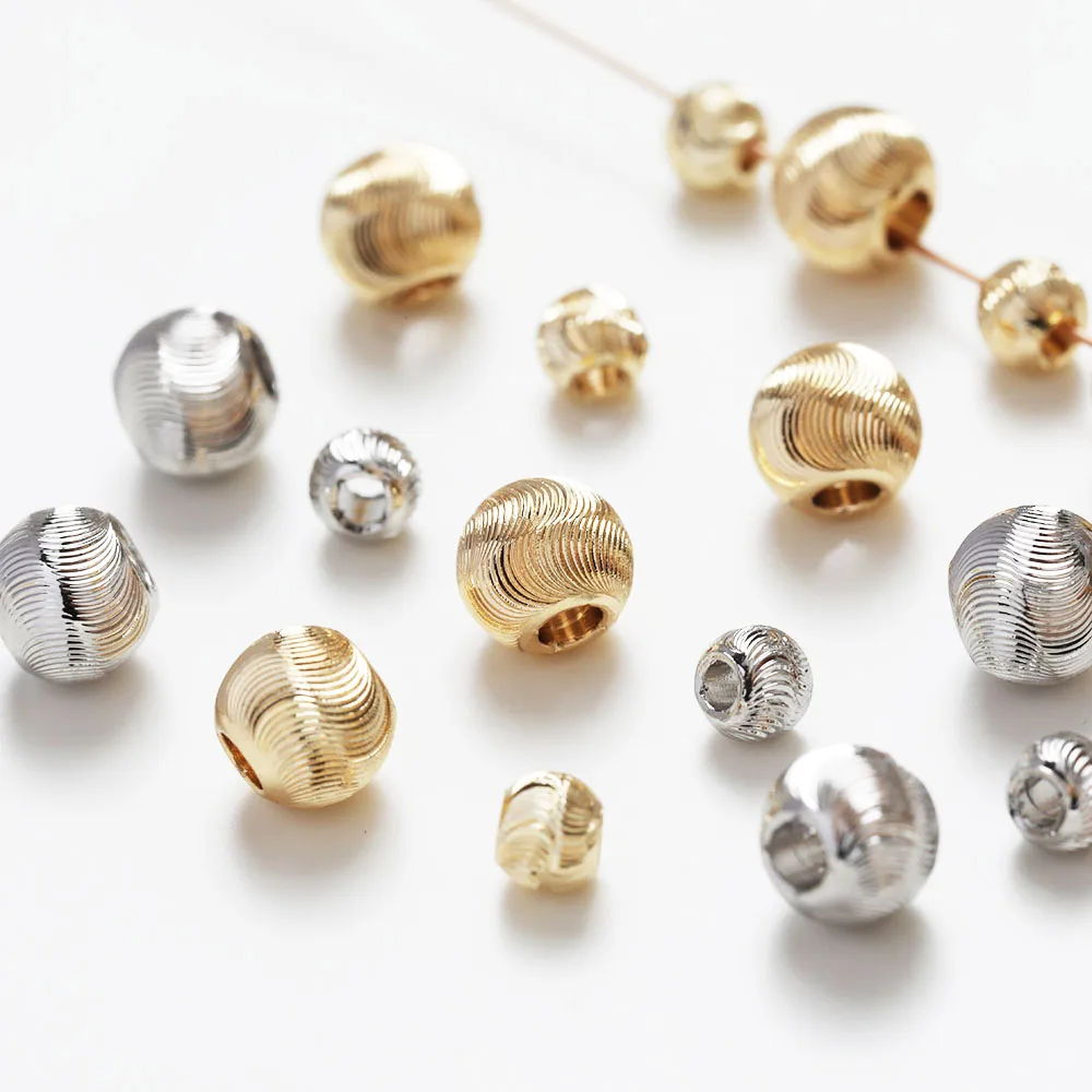 40PCS 14k Gold Plated Brass Beads Spacer Bead  for Jewelry Making Bracelet Findings DIY Hand Made Necklace Accessories 4mm 5mm