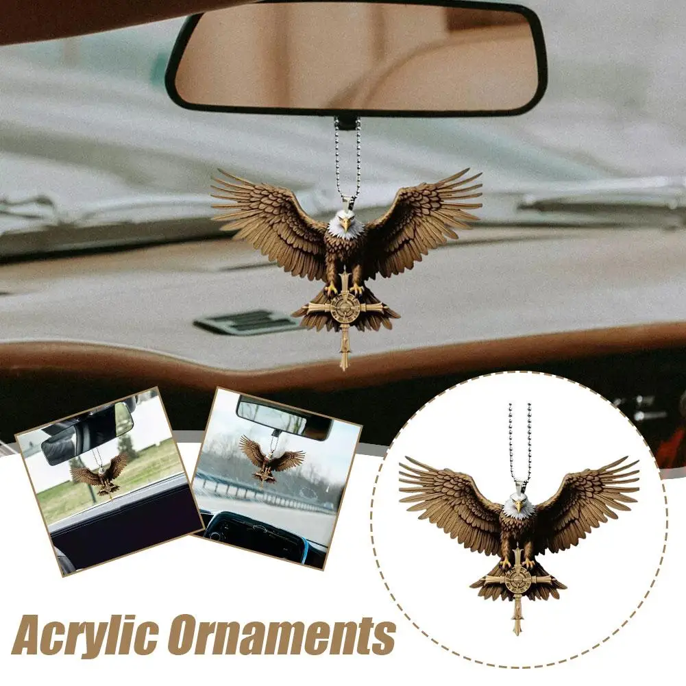 Ornamento de espelho retrovisor de carro Eagle Cross, enfeites pendurados, decoração, brinquedo, acessórios de Natal, presente para interior de carro 