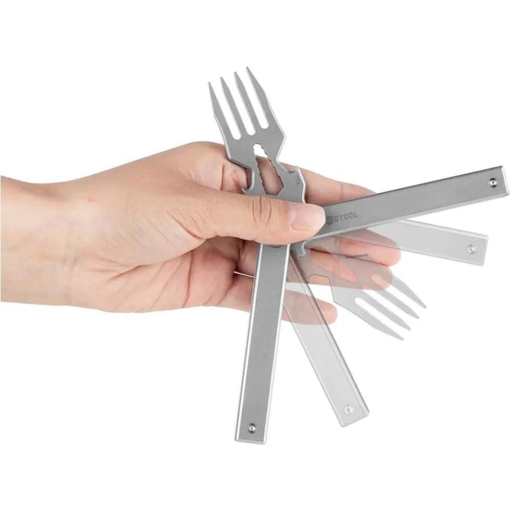 OKNIFE OTOOL Titanium Butterfly Fork OBA01 Multi Tool Bottle Opener Glass Breaker Hex Wrenches Magnetic Closure Stainless Steel