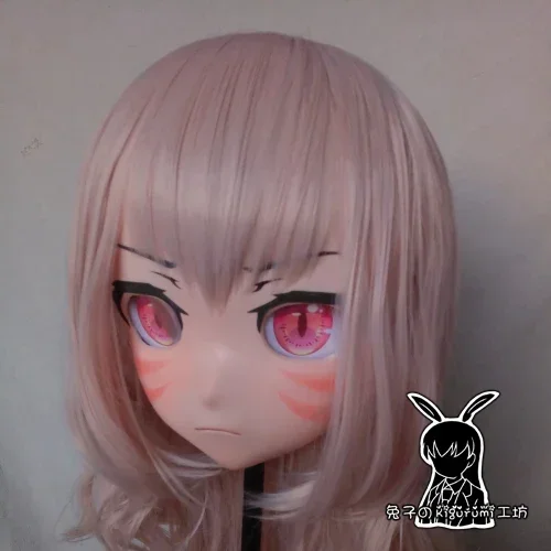 (Coniglio 63) Crossdressing Girl BJD Doll Mask Final Fantasy XIV Cartoon Japan Anime Silicone realistico FF14 Miqote Cosplay