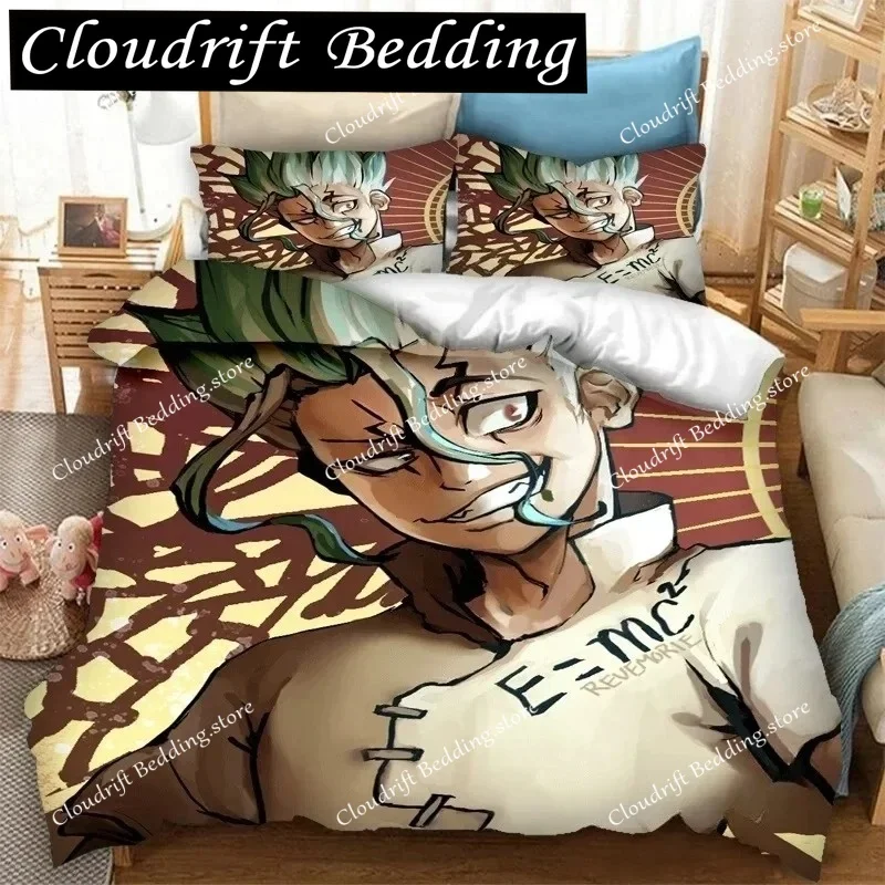 

New Anime Dr.STONE 3D Print Bedding Set Duvet Covers Pillowcases Comforter Bedding Sets Bedclothes Duvet Cover Sets