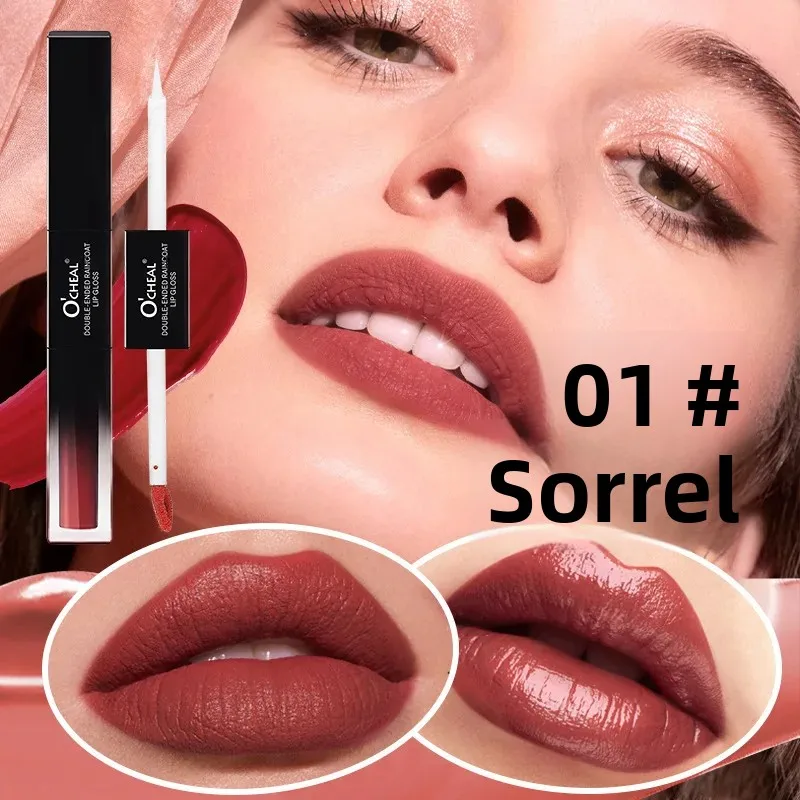 Fluwelen matte lipmodder spiegelafwerking lipglazuur en liplinerset voor langdurige lipmake-up in de groothandel