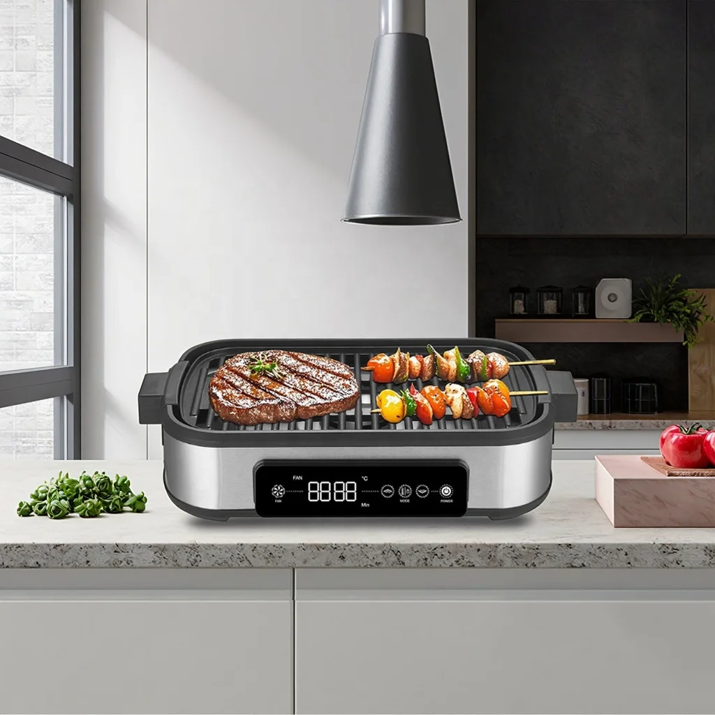 Aluminium Electricity 220V NTC Control Grill Space-Saving Smokeless Grill for Small Kitchen Countertops CE/CB Application