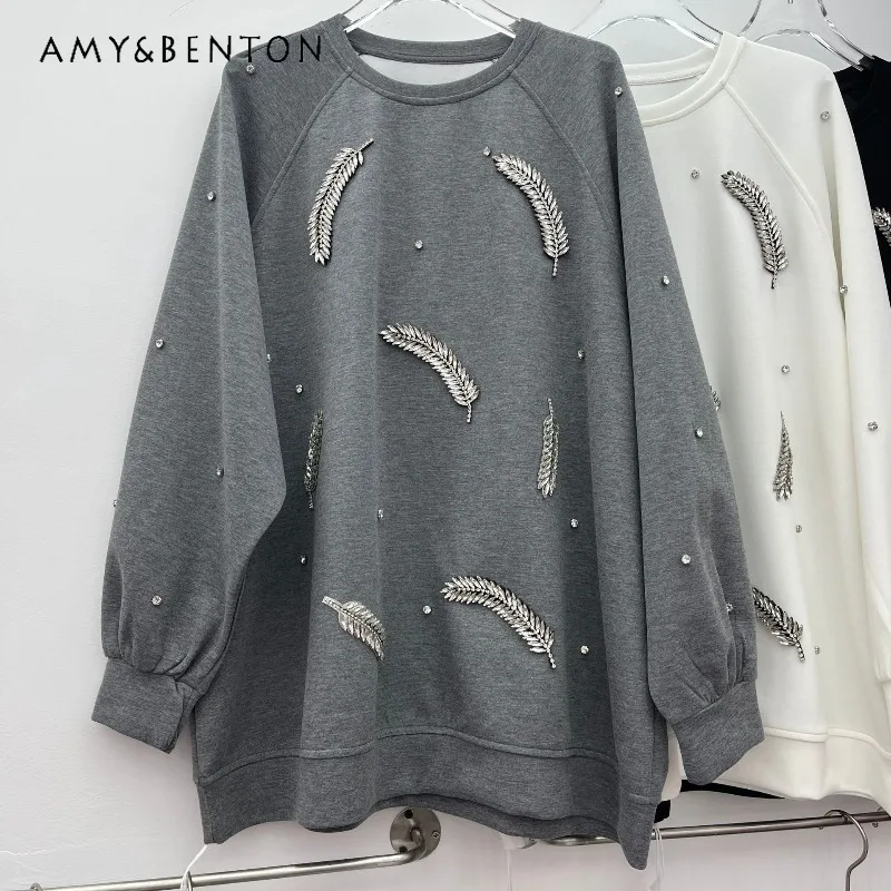 

Korean Style Loose-fitting Spring 2026 New O-neck Long-sleeved Sweatshirt Special Design Fashion Slimming Bottoming Top Hoodies