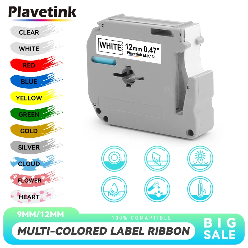 PLAVETINK 9/12mm Tape for Brother MK-231 M-K231 MK-221 MK-131 MK-531 MK-631 MK-621 Label Tape MK231 MK221 for Brother P touch