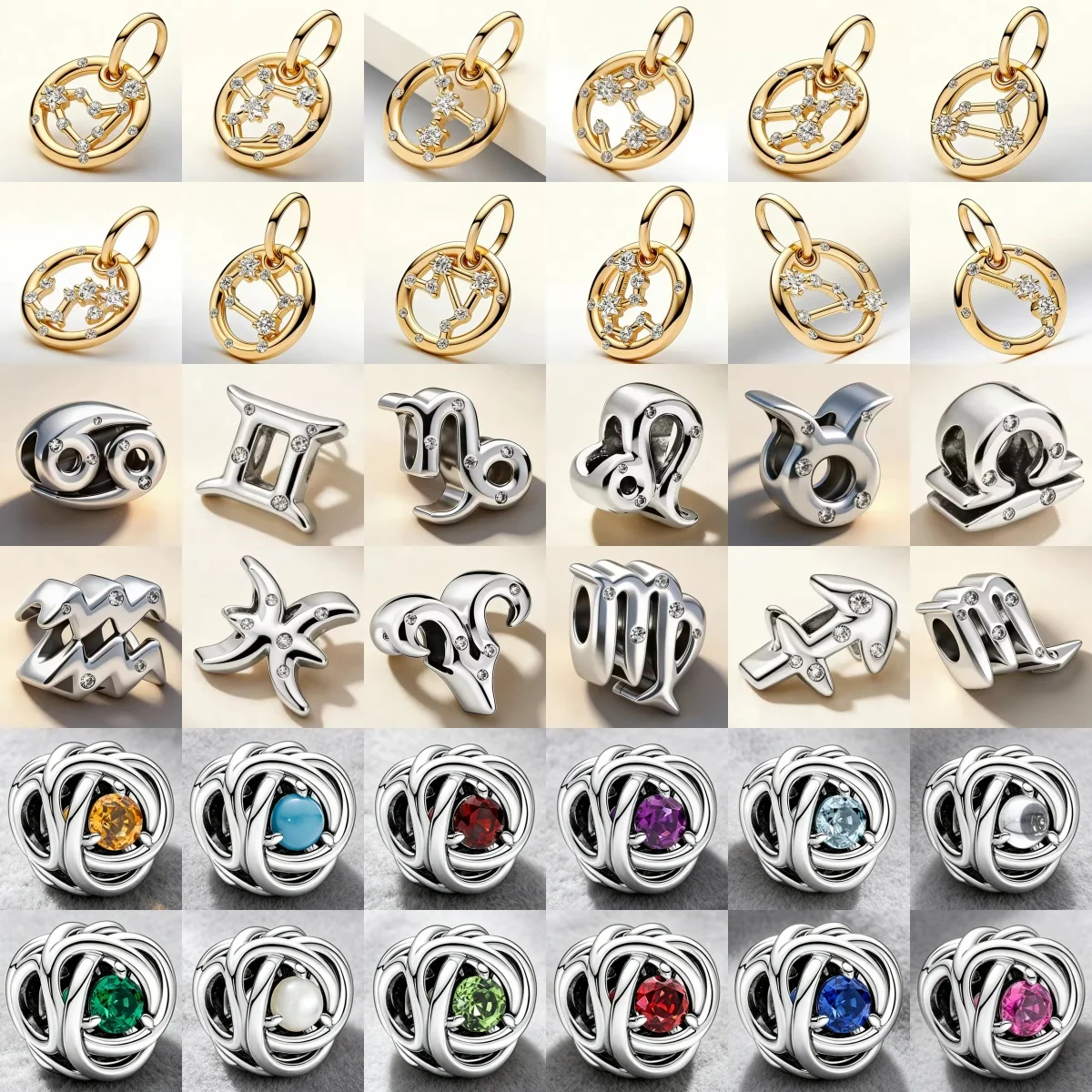 S925 Silver Bird's Nest December Birthday Stone/Constellation DIY Talisman Suitable for Bracelet Necklace Best Birthday Gift