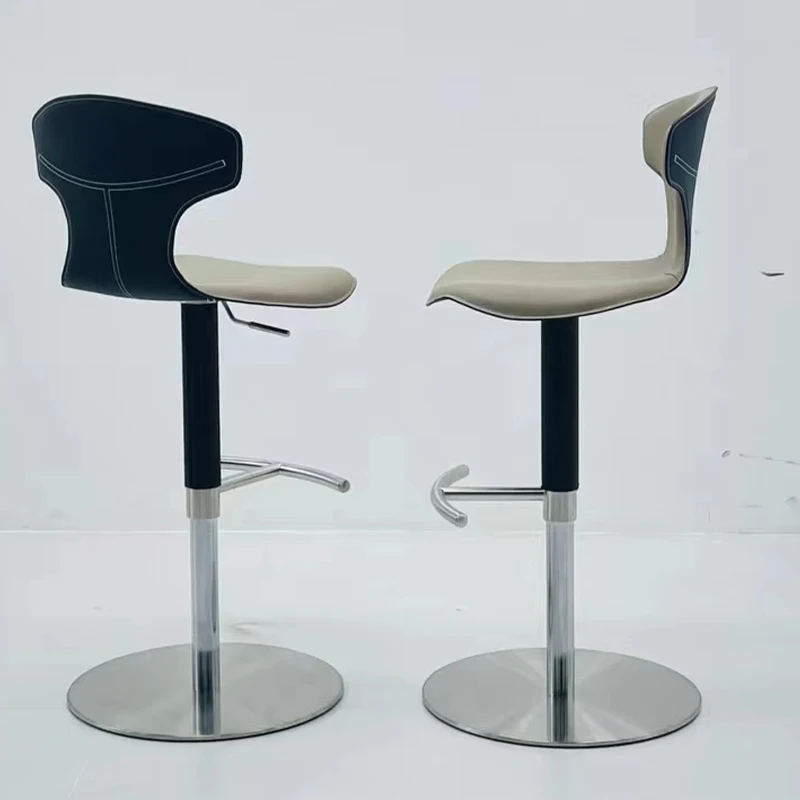 PFC24338 Luxury Modern High Foot Rotating Leather Stools Stainless Steel Lift Bar Chair for KTV Home Kitchen Dining Application
