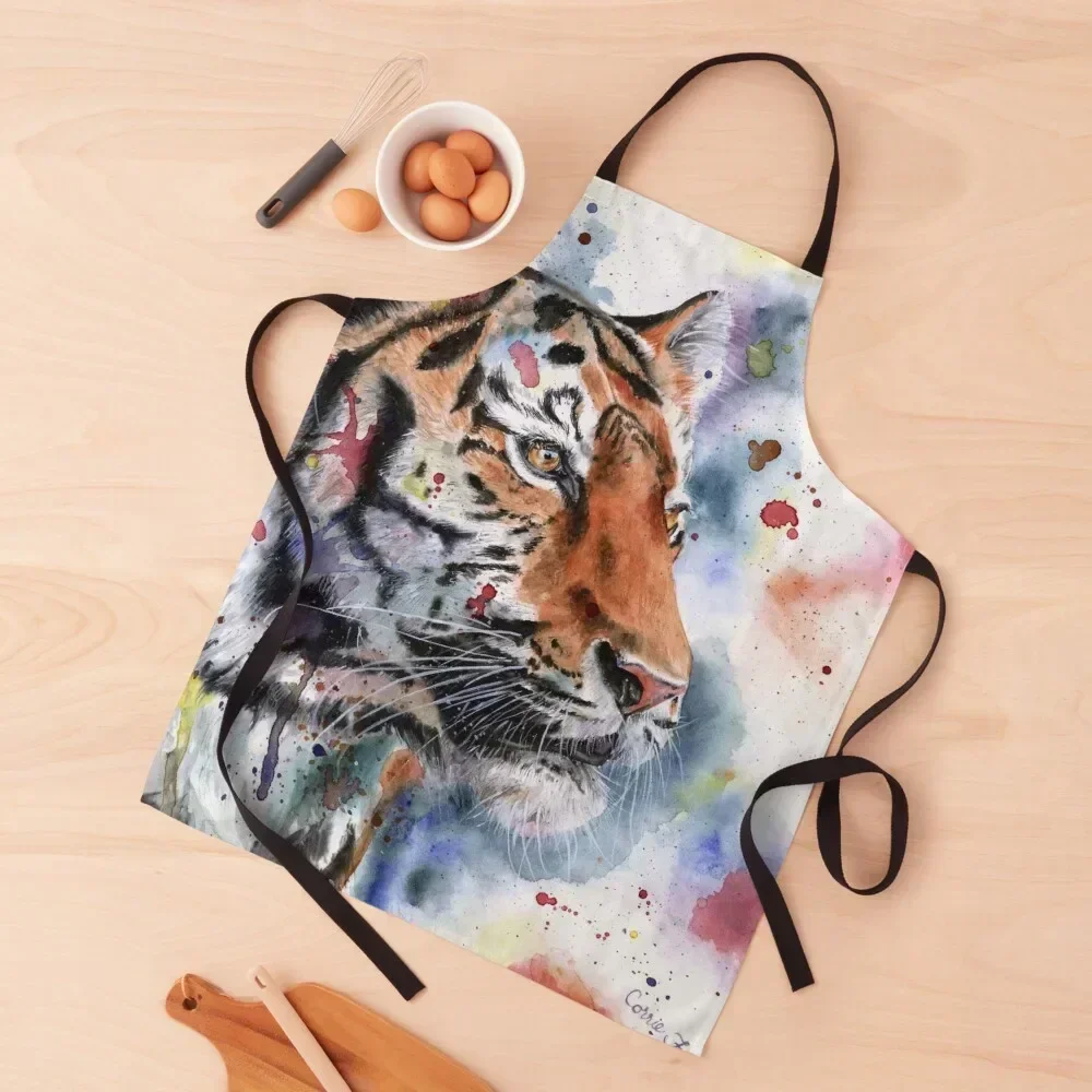 

Watercolor Tiger Painting - "Eye of the Tiger" Apron Cleaning Products For Home Kitchen Apras For Women For Cooking Apron
