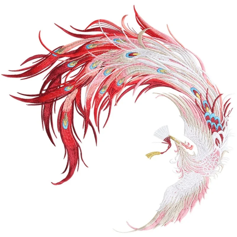 AHYONNIEX Pairs Phoenix Costume Patch  National Decoration Applique DIY Craft Hand Sewing Wedding Dress Cloth Stickers