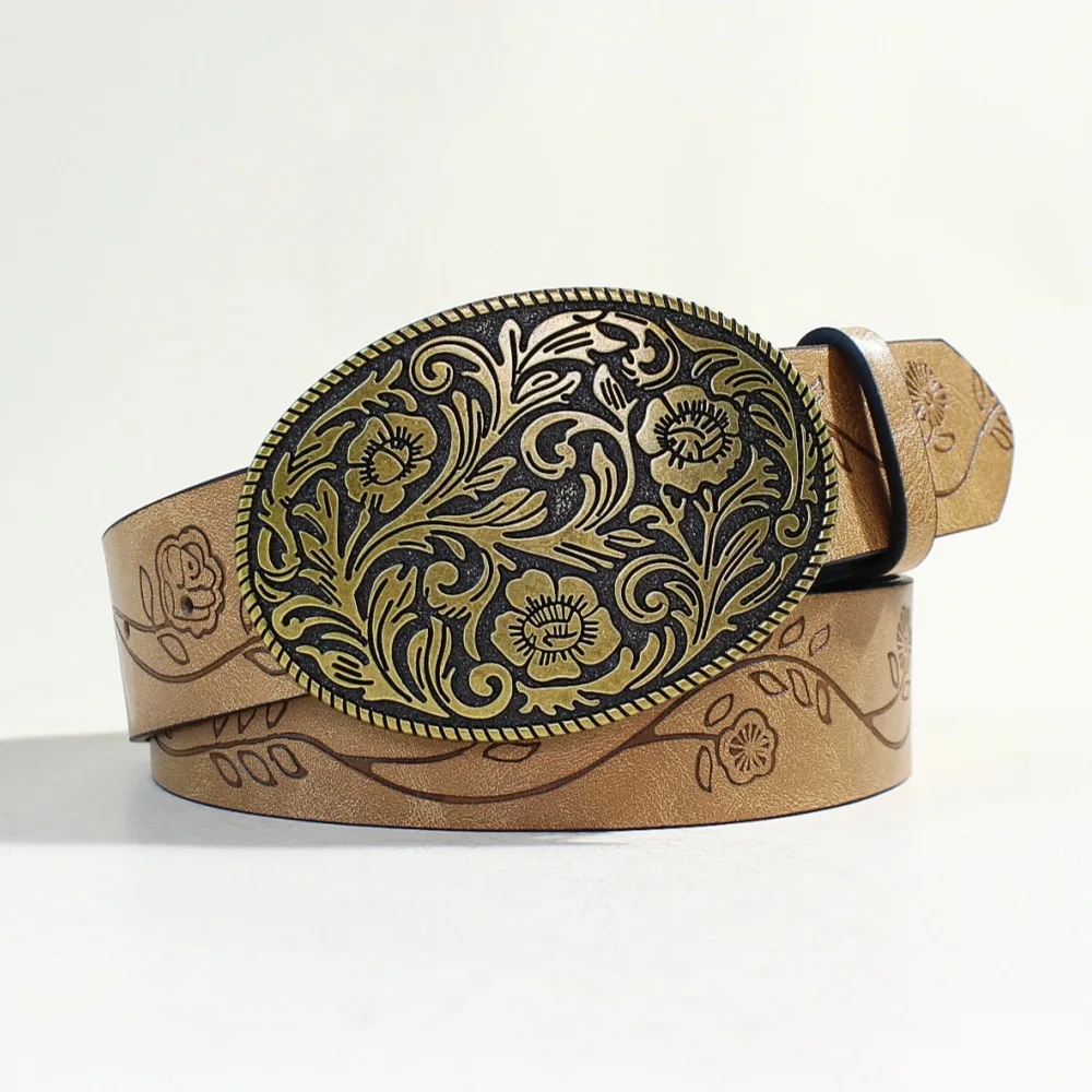 

Denim Belt Large Board Buckle Trendy Retro Youth Retro Men's Punk PU Belt
