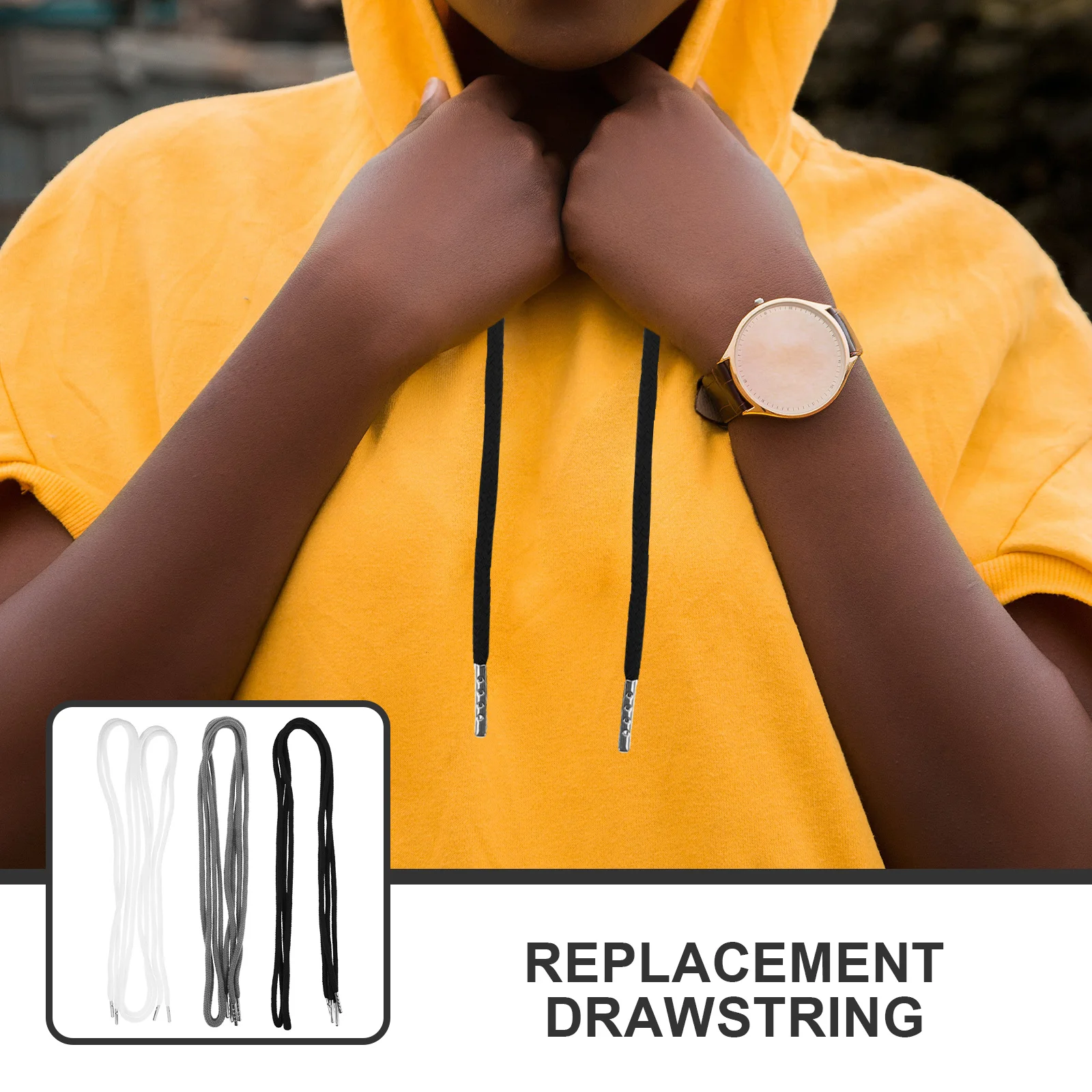 

12pcs Replacement Drawstring For Sweatpants Hoodie Adjustable Metal Tip Strings Durable Rope Laces Diy Craft Sewing Accessory