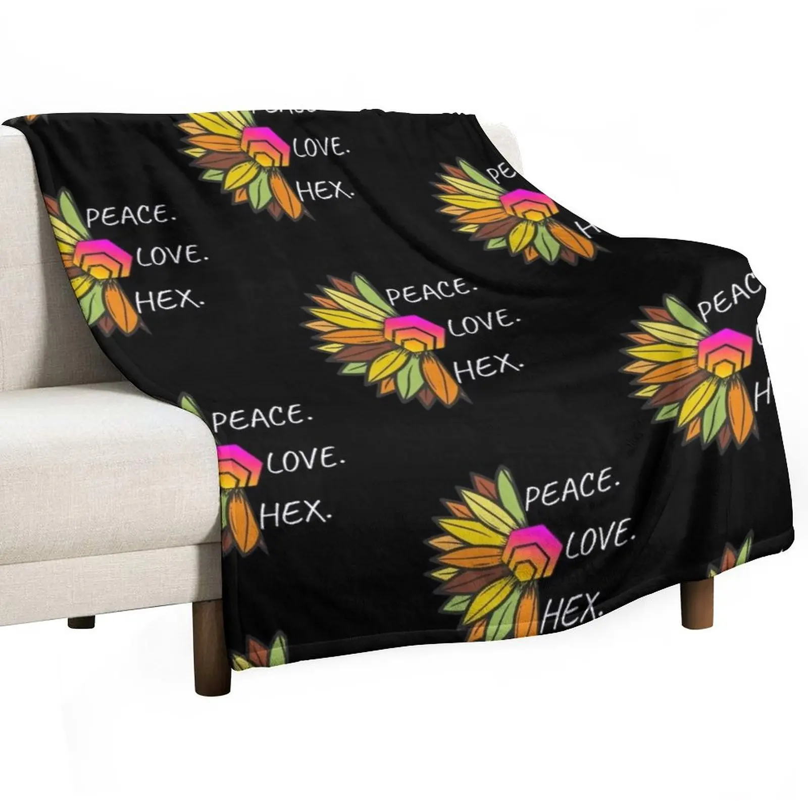 Peace. Love. HEX. Throw Blanket Nap Personalized Gift for sofa Baby Blankets